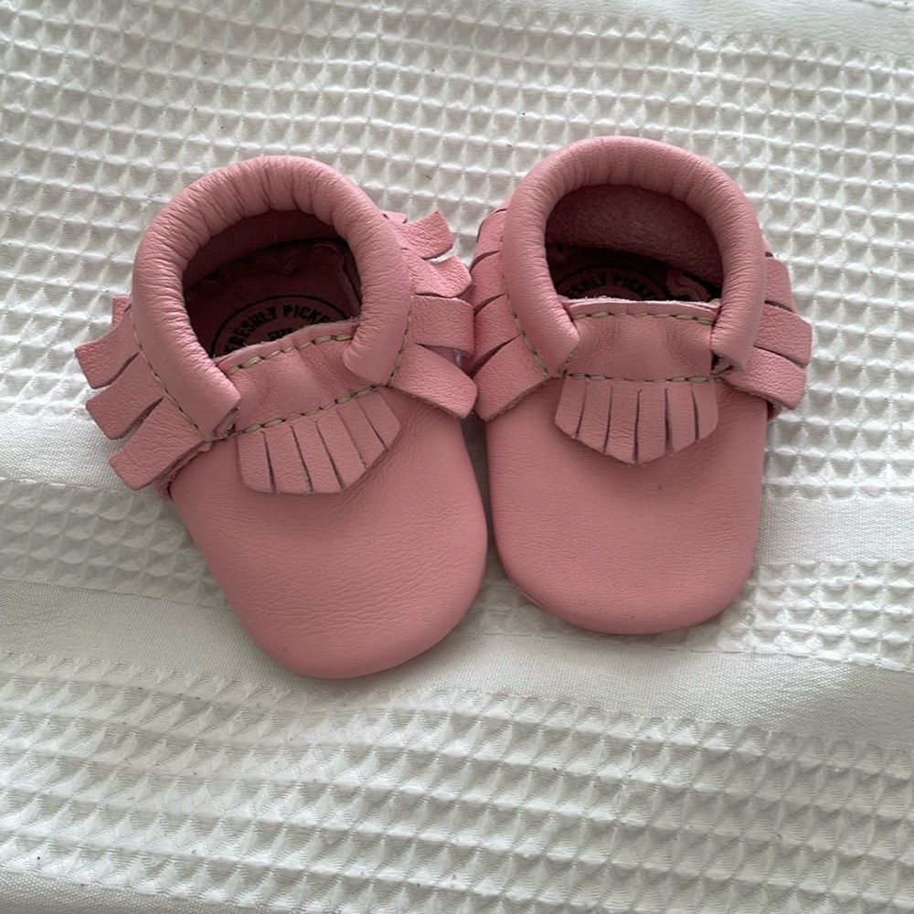 Freshly Picked Newborn baby girl pink moccasin